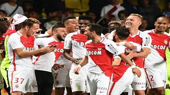 monaco players celebrating ligue 1